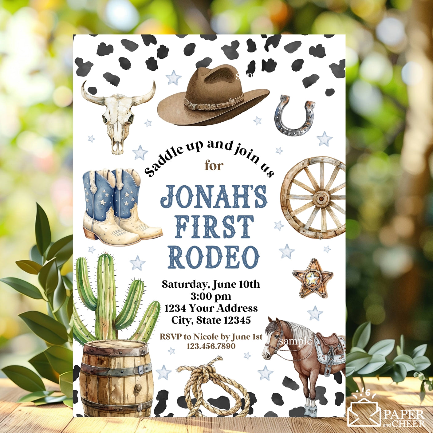 First Rodeo Cowboy Birthday Invitation