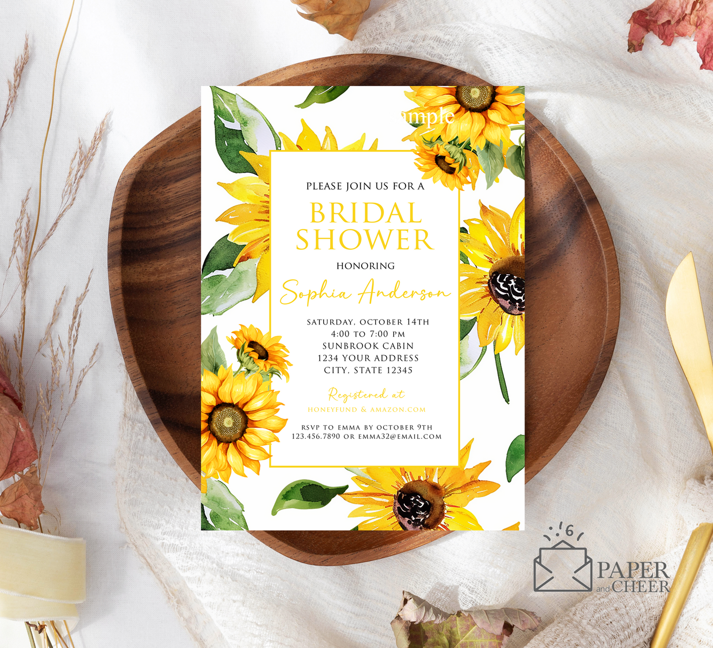 Sunflower Bridal Shower Invitation