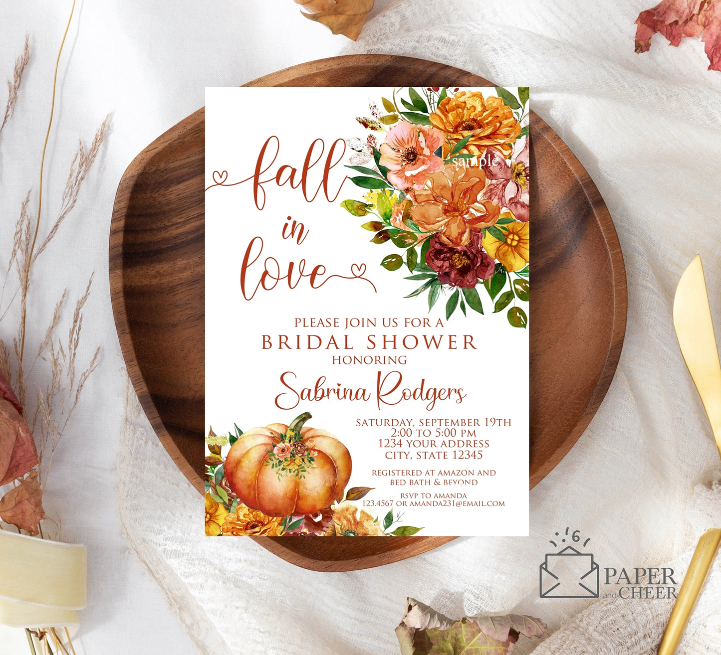 Fall in Love Bridal Shower Invitation