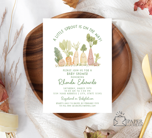 A Little Sprout is on the Way Baby Shower Invitations