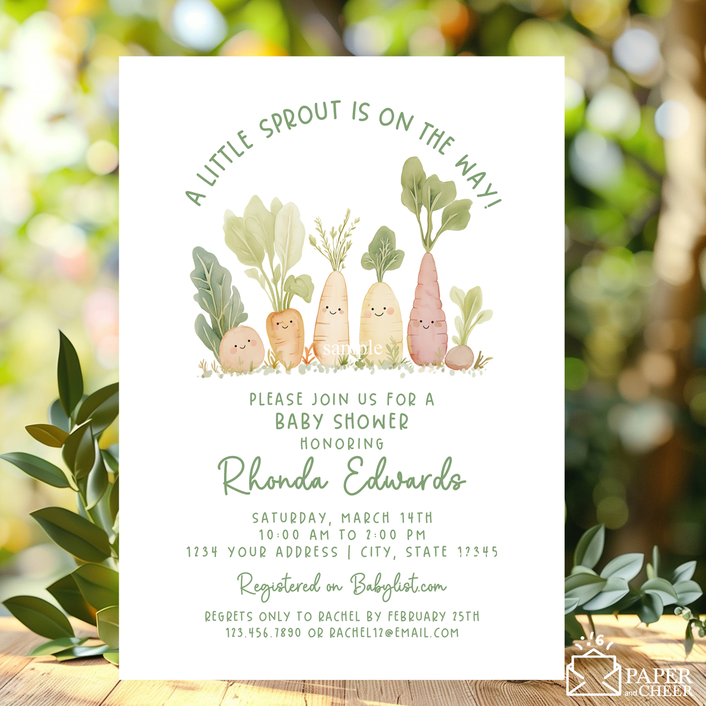 A Little Sprout is on the Way Baby Shower Invitations