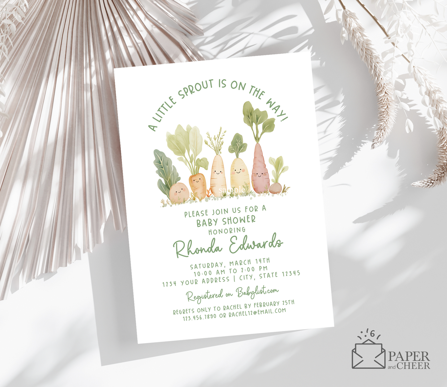 A Little Sprout is on the Way Baby Shower Invitations