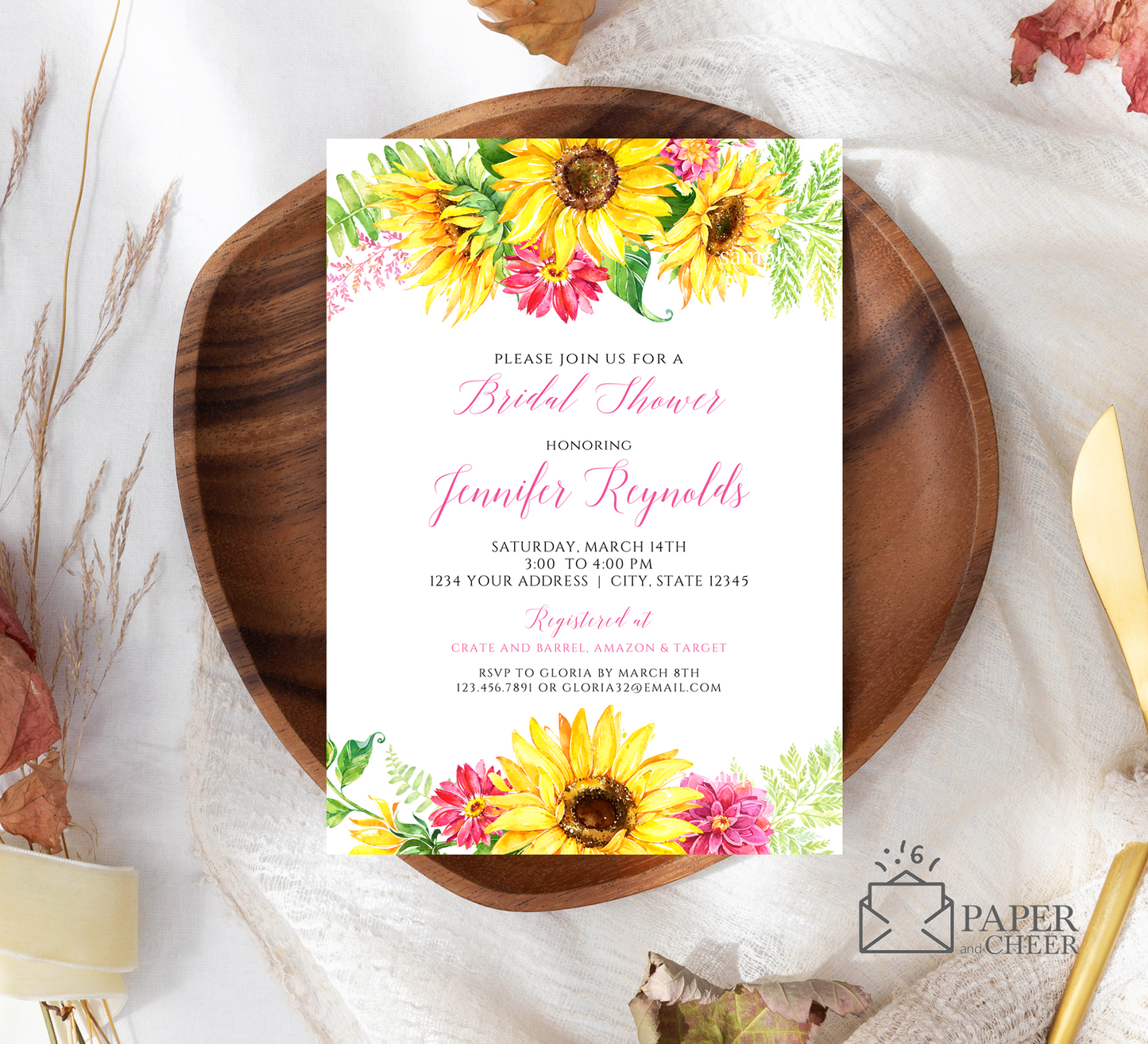 Sunflower Bridal Shower Invitation