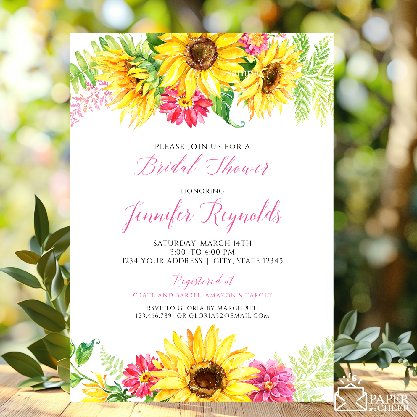 Sunflower Bridal Shower Invitation