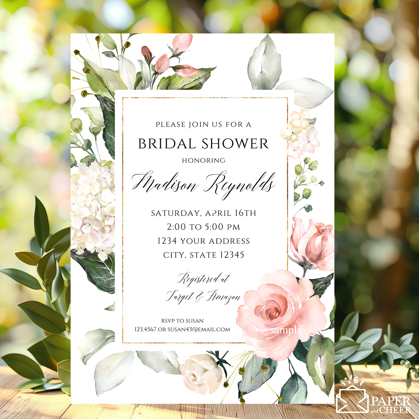 Pink Floral Bridal Shower Invitation