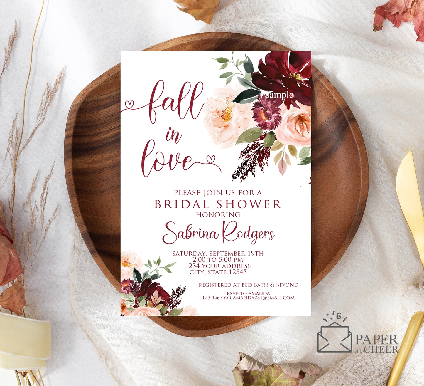 Fall in Love Bridal Shower Invitation