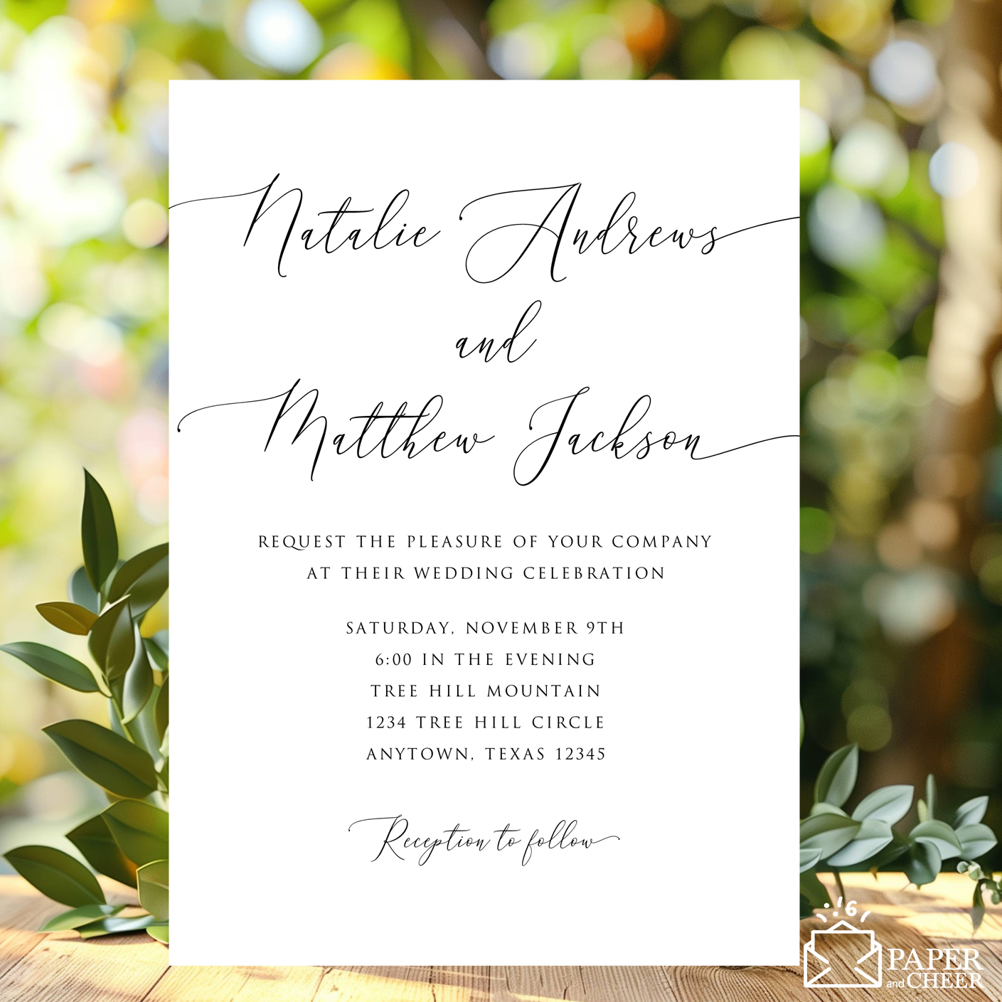 Simple Minimalist Wedding Invitation