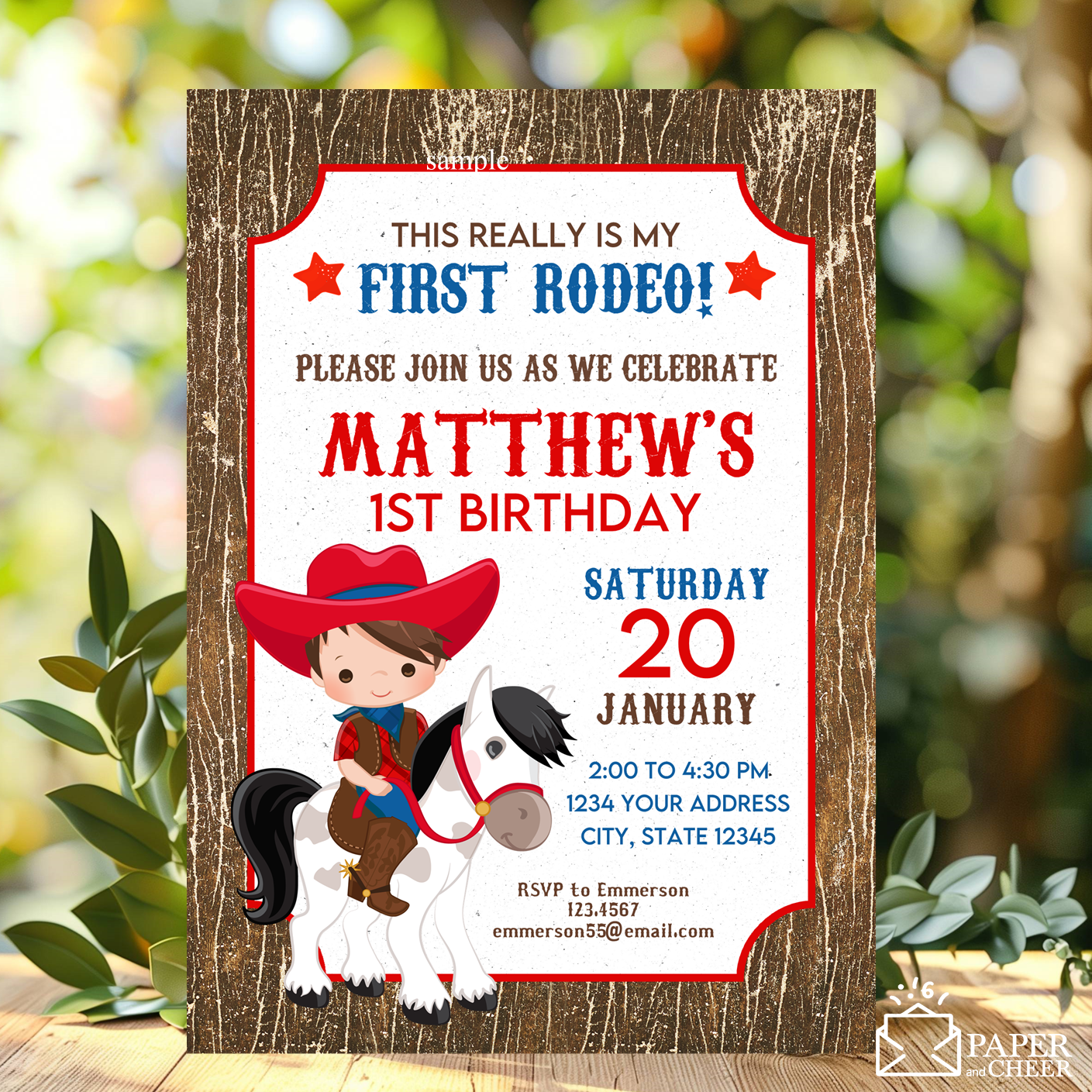 First Rodeo Cowboy Birthday Invitation