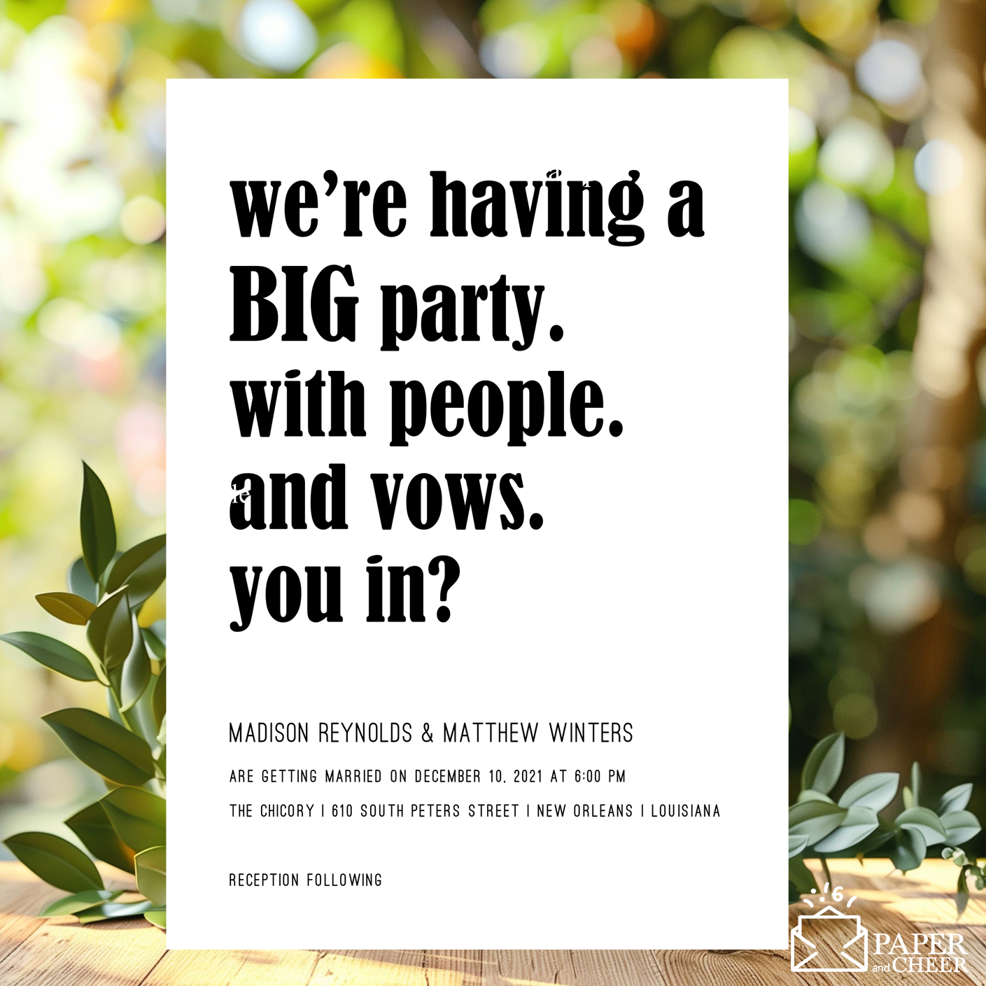 Simple Fun Wedding Invitation
