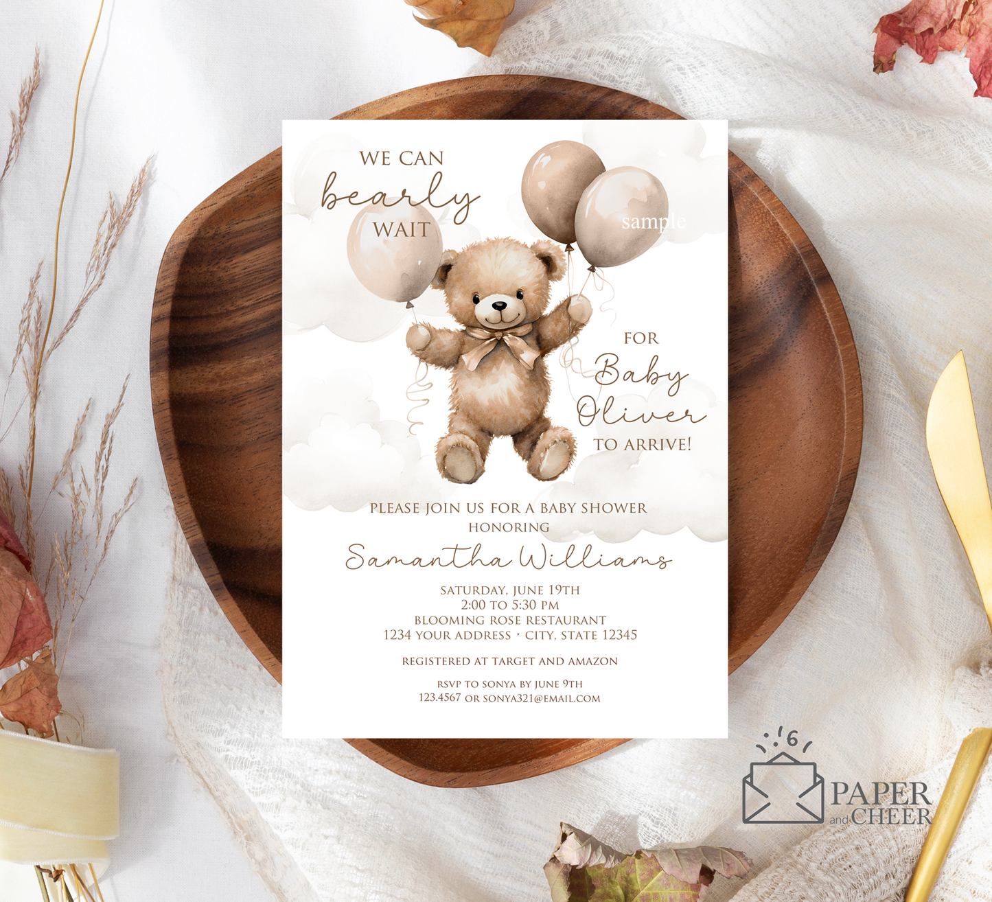 Teddy Bear Baby Shower Invitation (Gender Neutral)