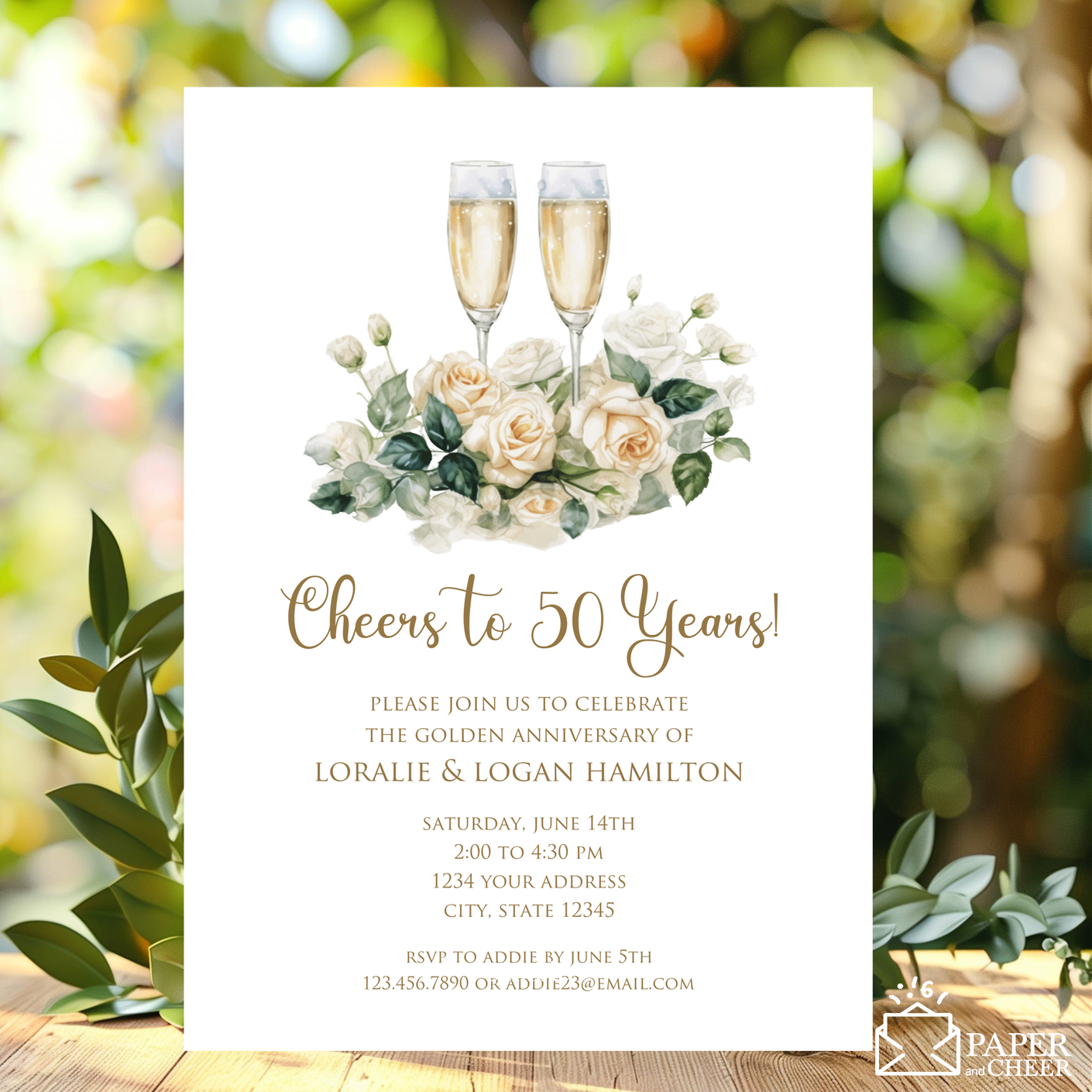 Cheers to 50 Years 50th Wedding Anniversary Invitations