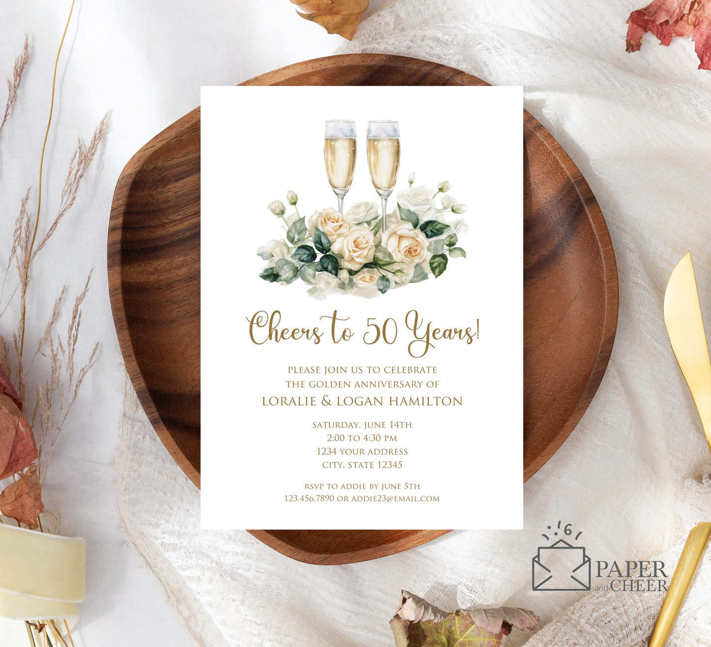 Cheers to 50 Years 50th Wedding Anniversary Invitations