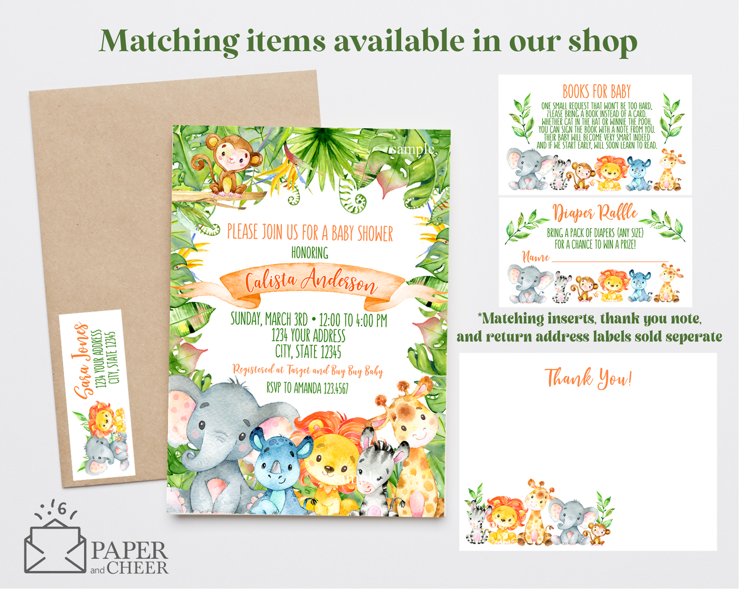 Jungle Safari Baby Shower Invitation