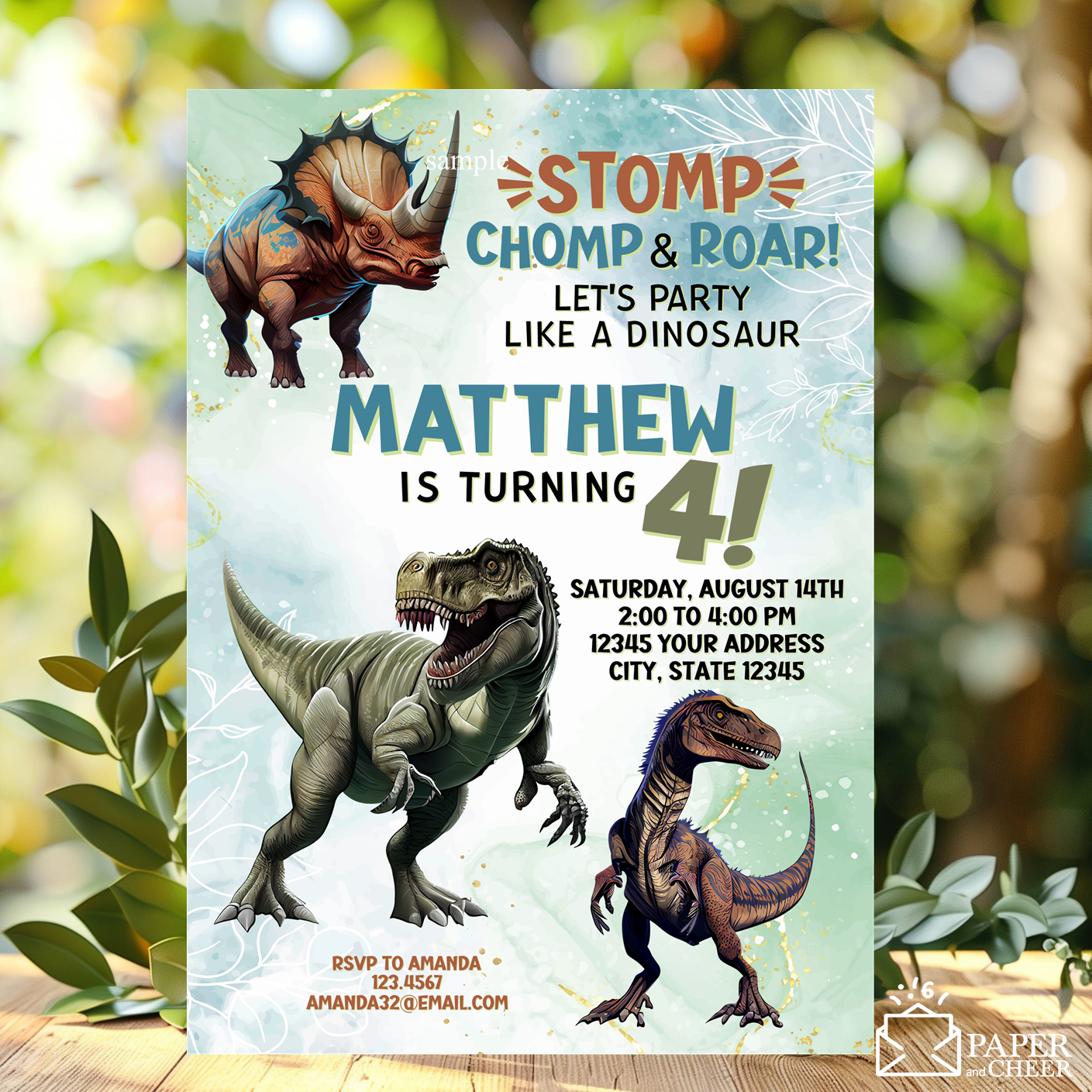 Dinosaur Birthday Invitation (Any Age) (Copy)