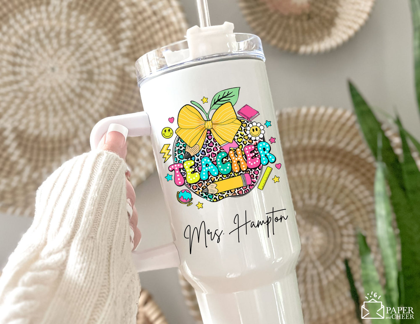 Colorful Apple Teacher Tumbler (Personalized)