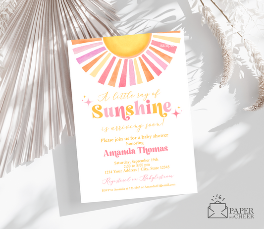 A Little Ray of Sunshine Baby Shower Invitation