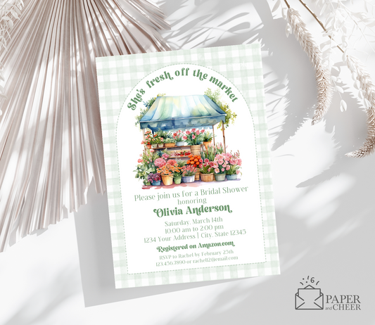 She's fresh off the market bridal shower invitation