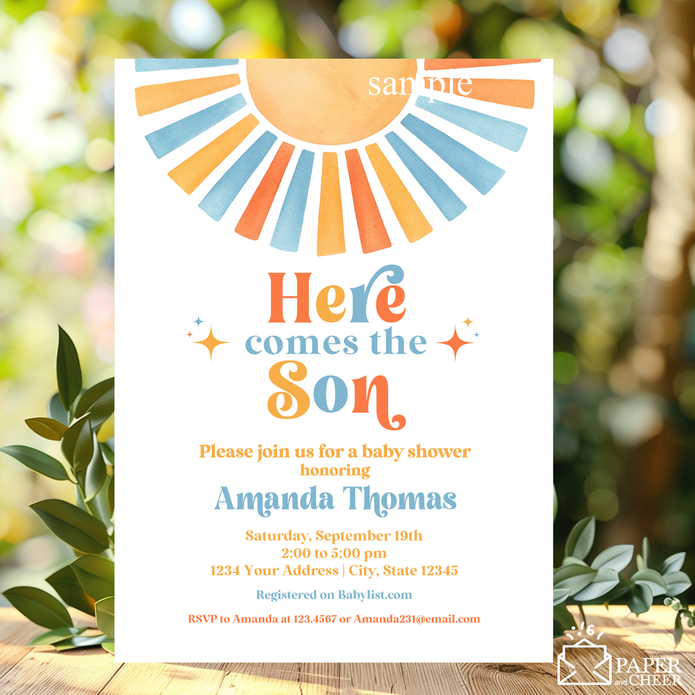Here comes the Son Baby Shower Invitation