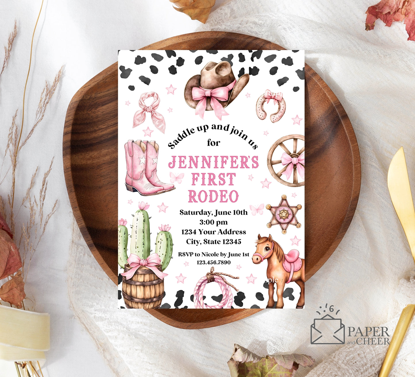 First Rodeo Birthday Invitation (Girl)