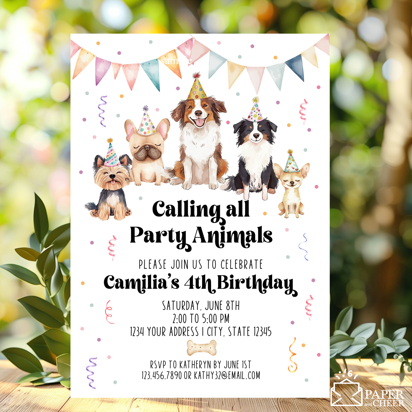 Calling All Party Animals Dog Birthday Invitation (Any age)