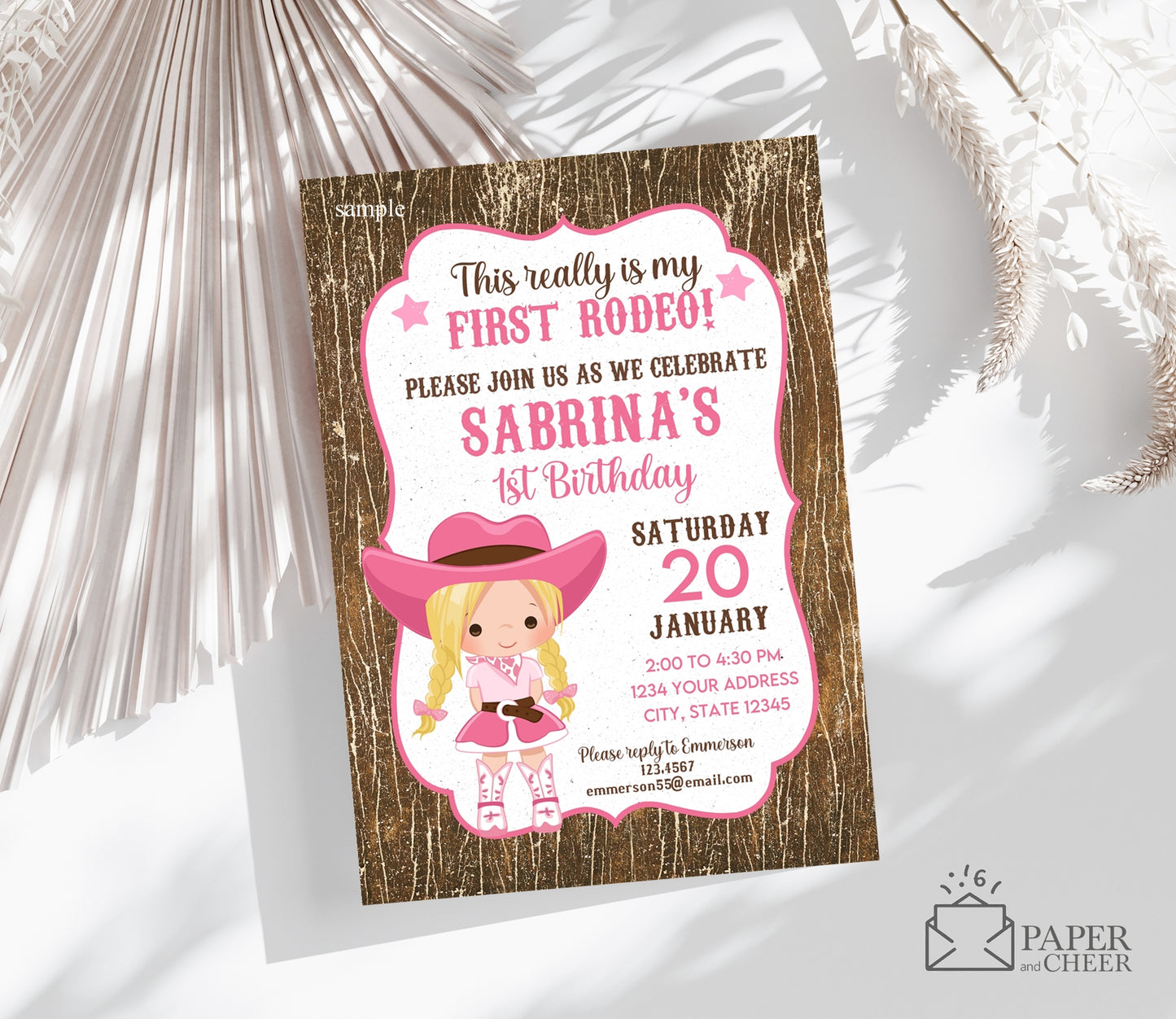 First Rodeo Birthday Invitation (Girl)