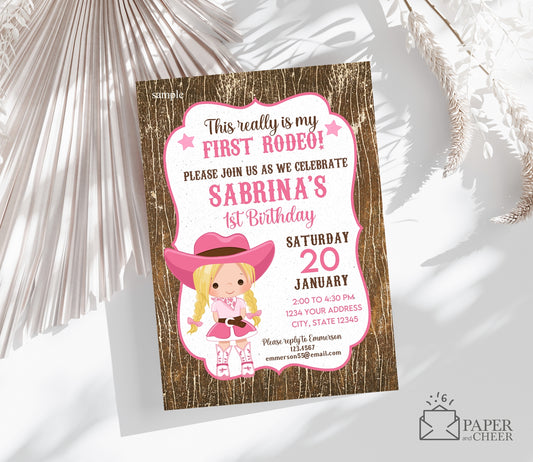 First Rodeo Birthday Invitation (Girl)