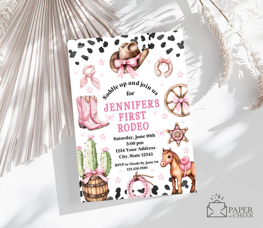 First Rodeo Birthday Invitation (Girl)
