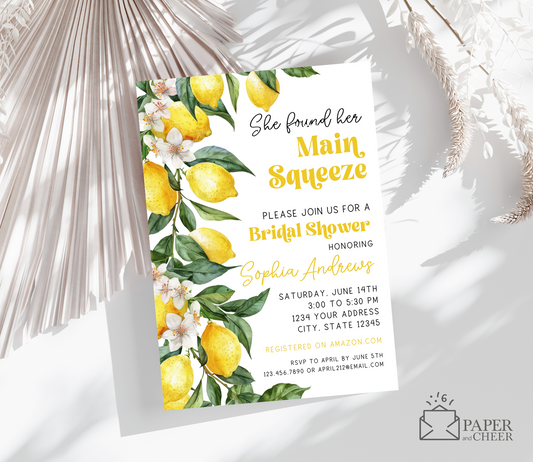 She Found Her Main Squeeze Bridal Shower Invitation