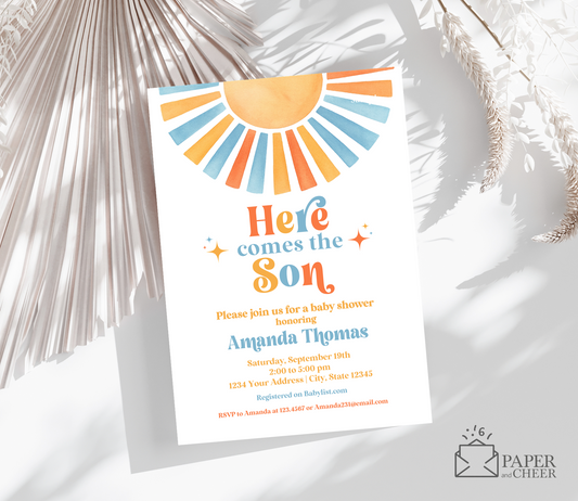 Here comes the Son Baby Shower Invitation