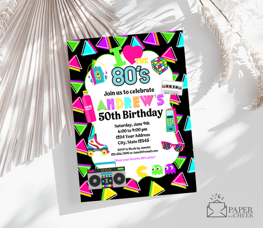 I love the 80's Birthday Invitation