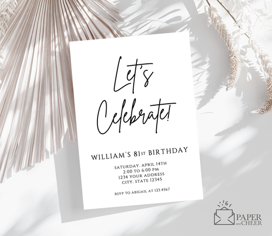 Minimalist Birthday Invitation (Any age)