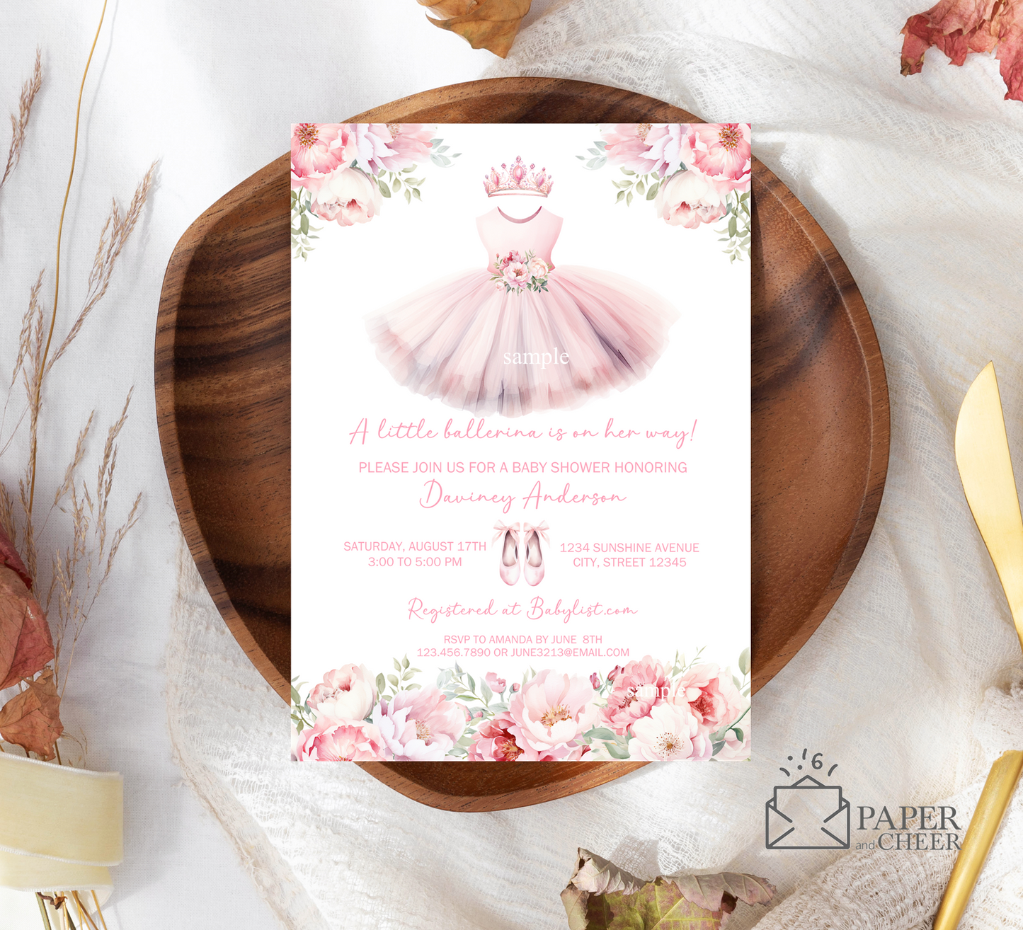 Ballerina Baby Shower Invitation