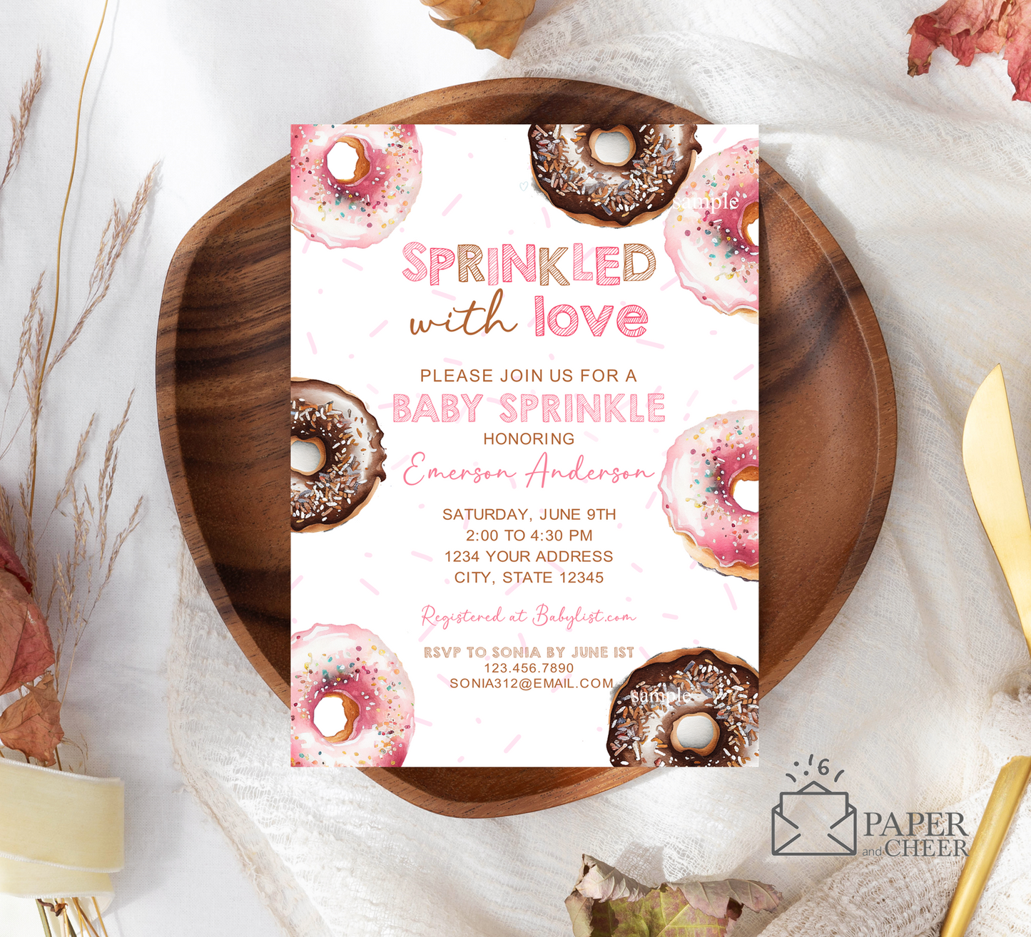 Donut Sprinkled with Love Baby Sprinkle Invitation