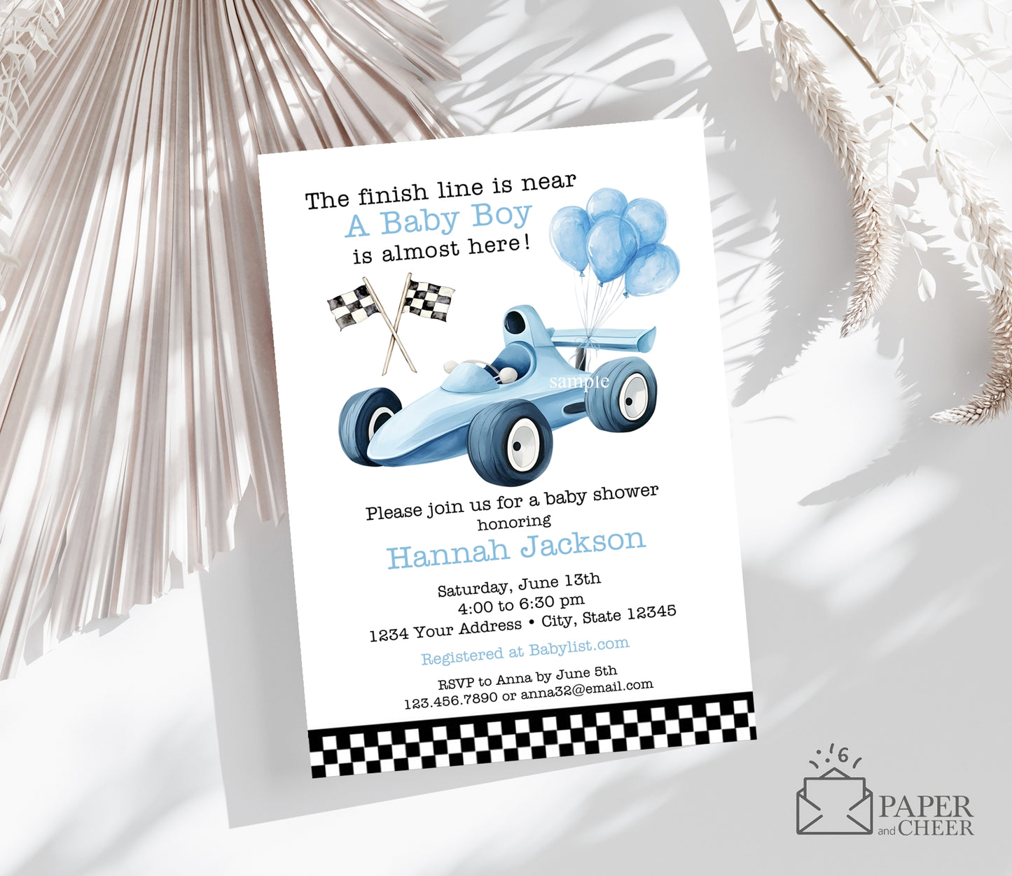 Race Car Baby Shower Invitation