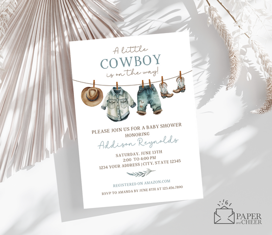 Cowboy Baby Shower Invitations