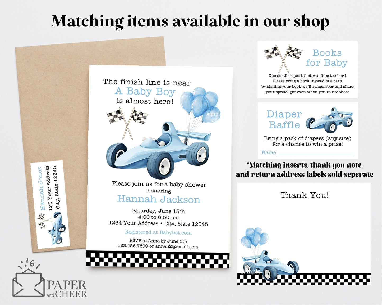 Race Car Baby Shower Invitation