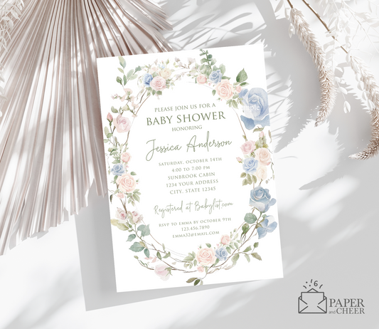 Floral Gender Neutral Baby Shower Invitation
