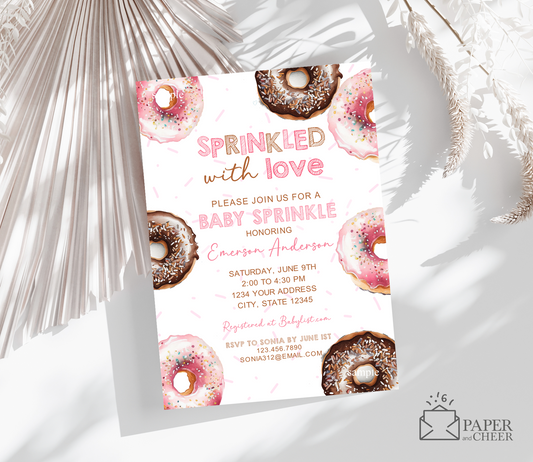 Donut Sprinkled with Love Baby Sprinkle Invitation