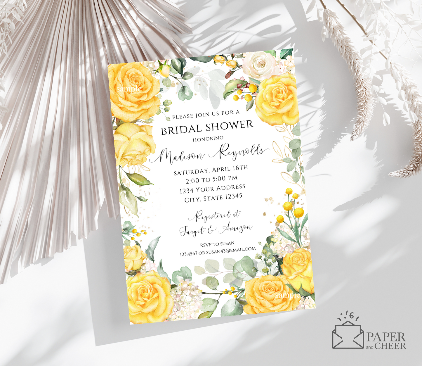 Yellow Floral Bridal Shower Invitation