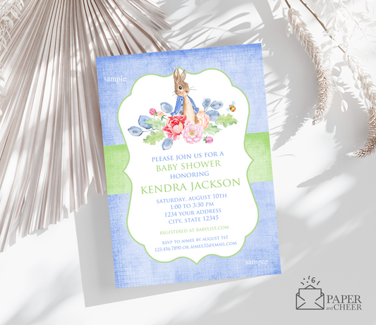 Peter Rabbit Baby Shower Invitation