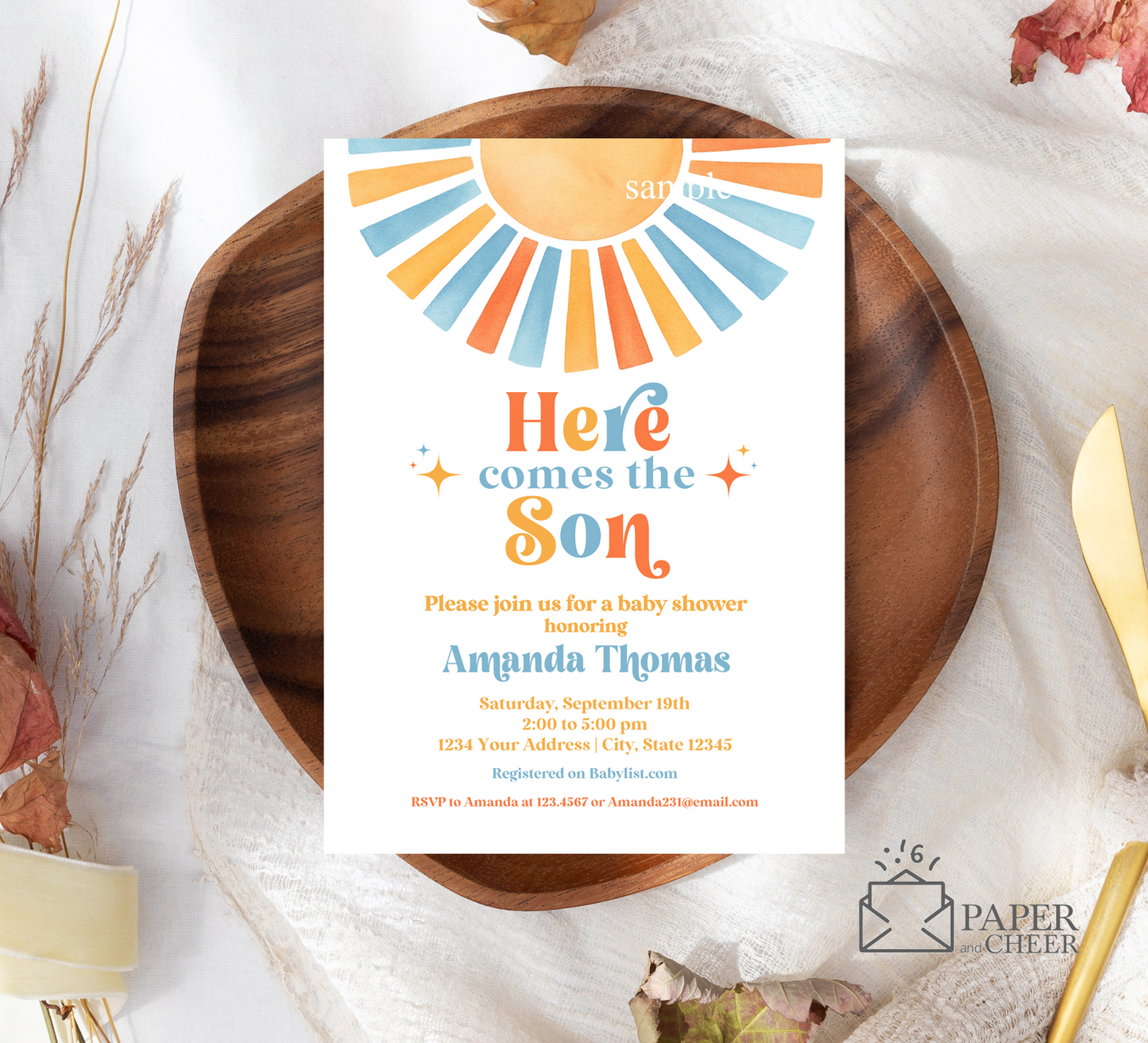 Here comes the Son Baby Shower Invitation