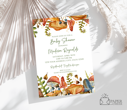 Mushroom Baby Shower Invitation