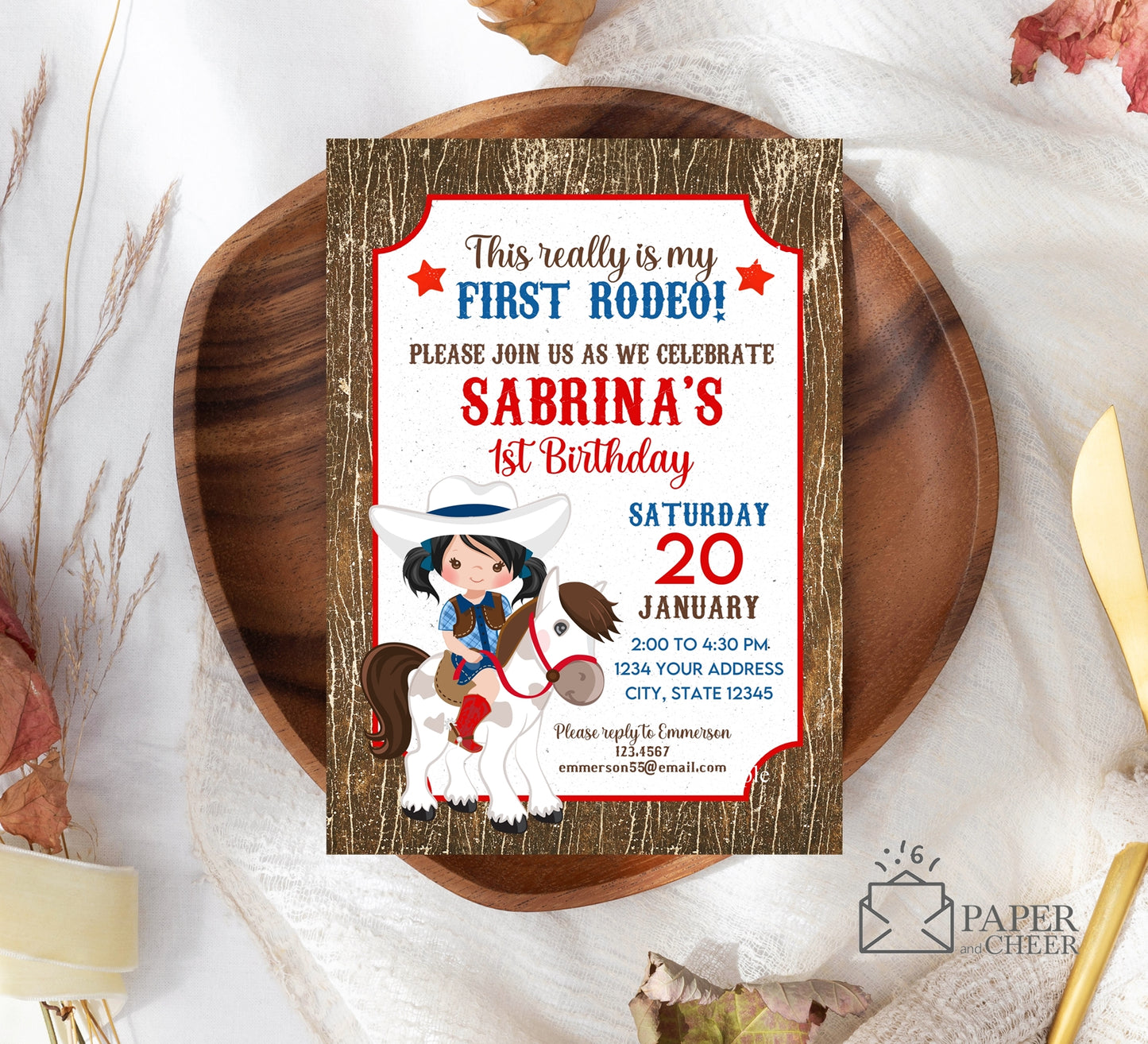 First Rodeo Birthday Invitation (Girl)