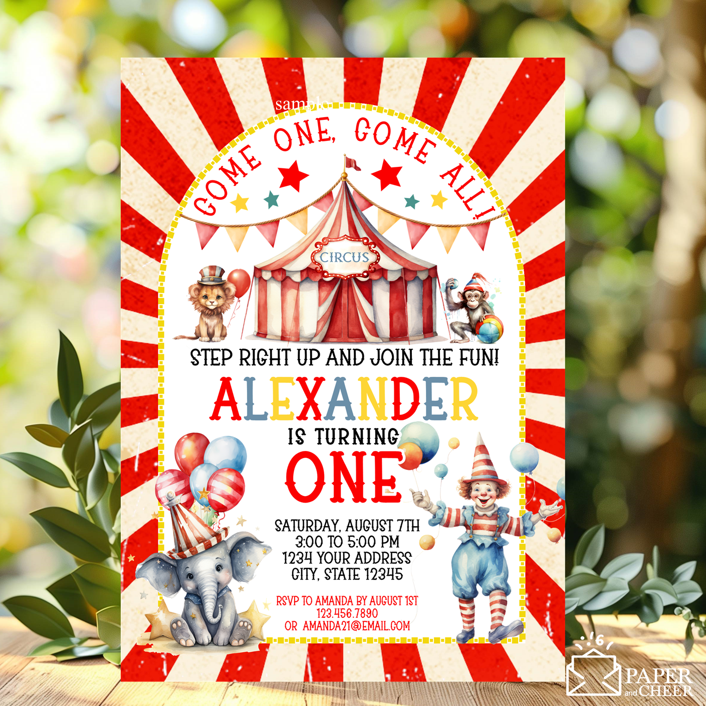 Circus Birthday Invitation (any age)
