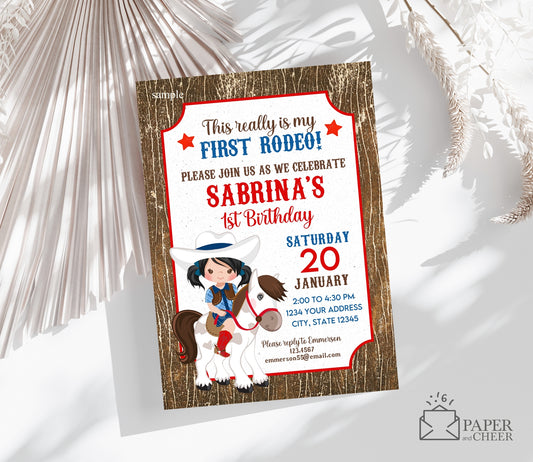 First Rodeo Birthday Invitation (Girl)