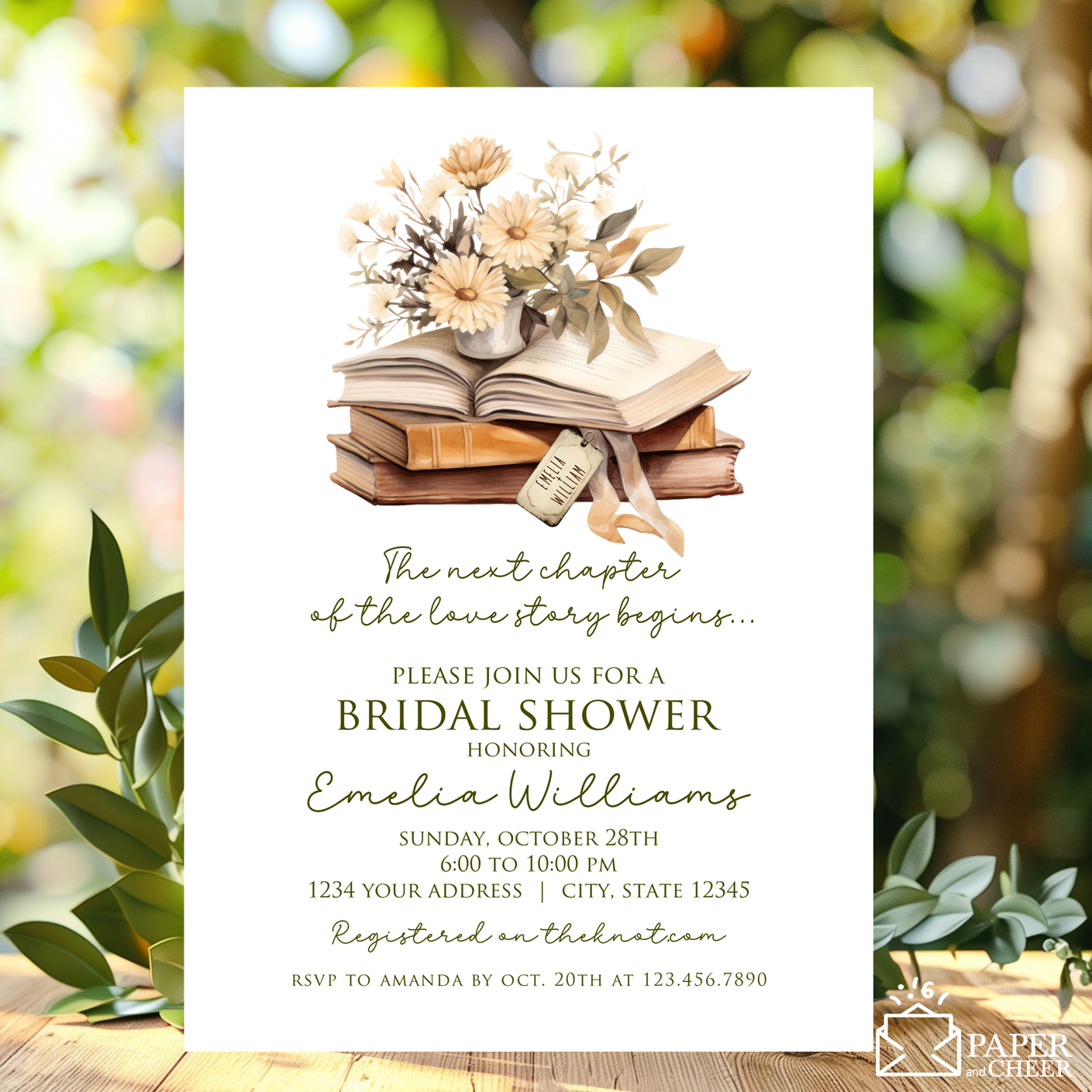 A new chapter is about to begin Bridal Shower Invitation