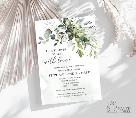 Eucalyptus Greenery Couples Shower Invitation