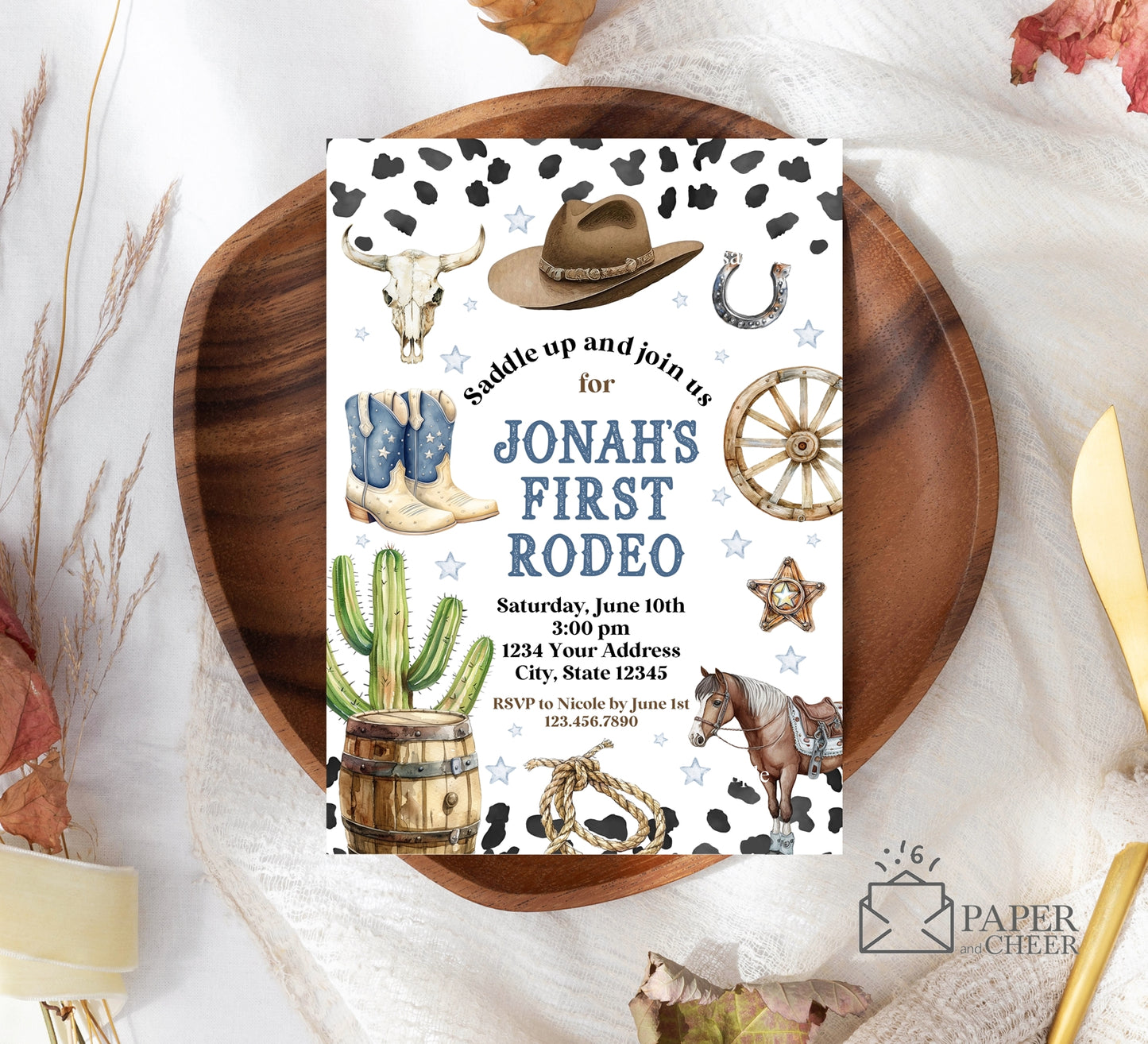 First Rodeo Cowboy Birthday Invitation