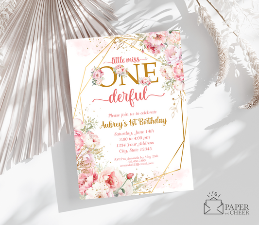 Little Miss One-derful Birthday Invitations