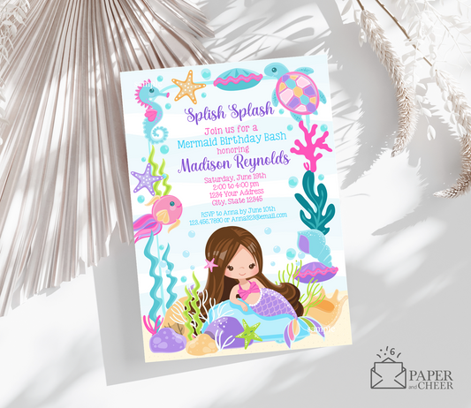 Mermaid Birthday Invitation (any age)